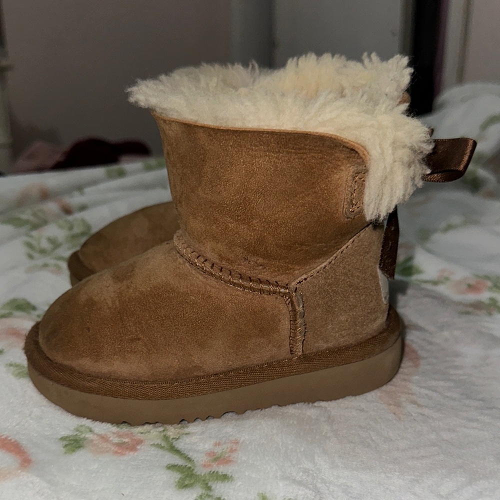 UGG Tan Kids Boots with Cream Fur